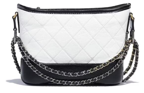 Ch**el Gabrielle Hobo Bag Small Black/White